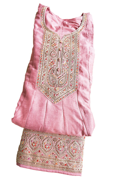 Pink Soft Silk Embroidered Anarkali Gown Dupatta Set