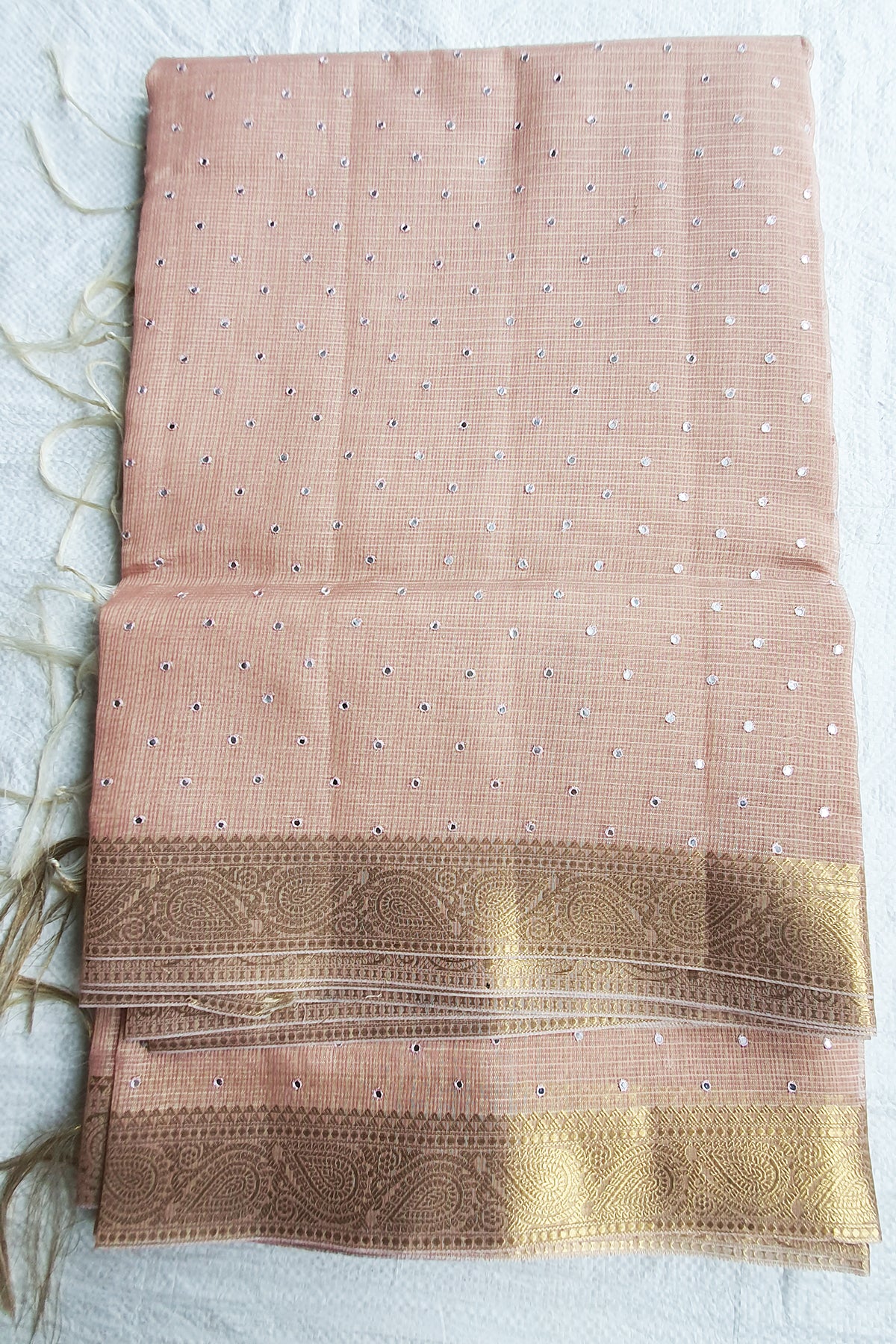 Pink Cotton Tissue Woven Saree