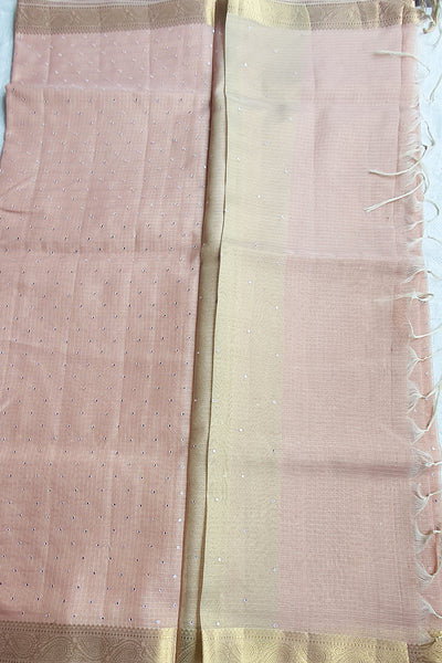 Pink Cotton Tissue Woven Saree