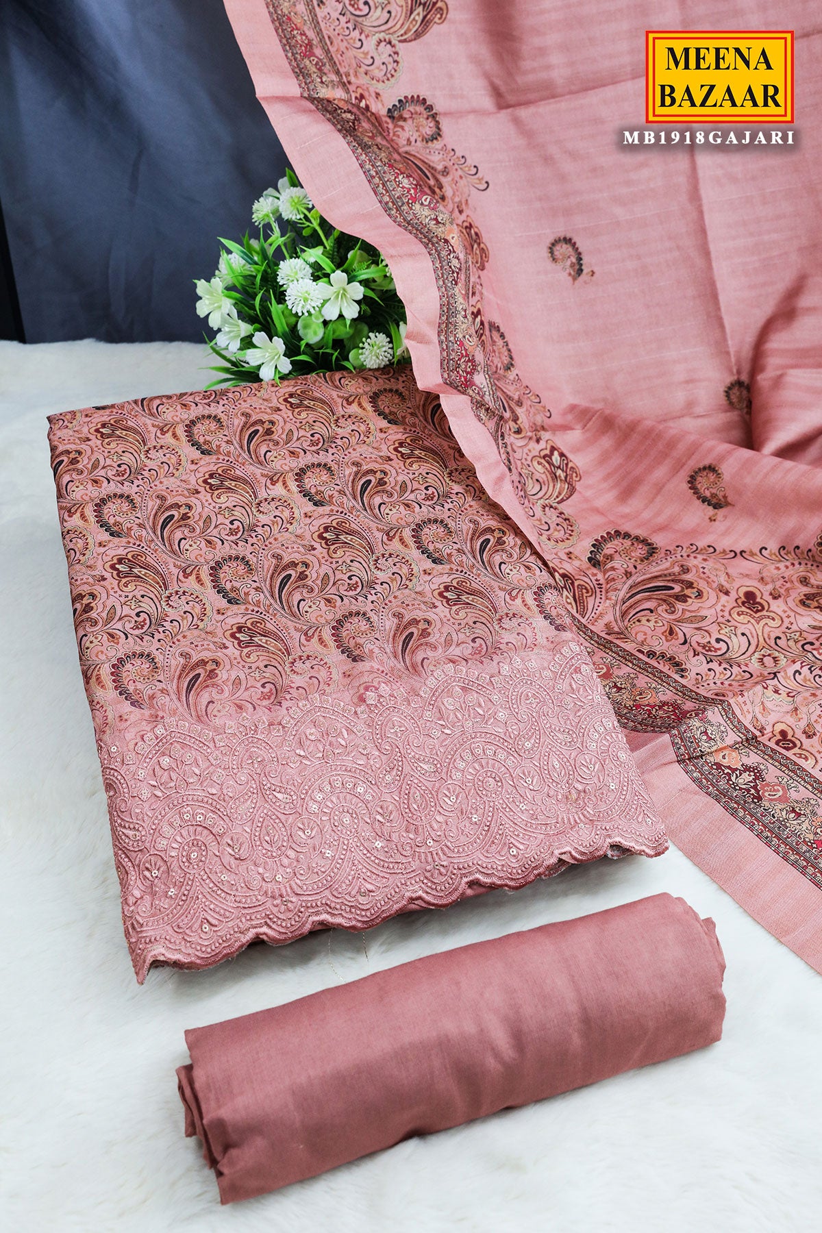 Gajari Tussar Silk Printed Suit Set