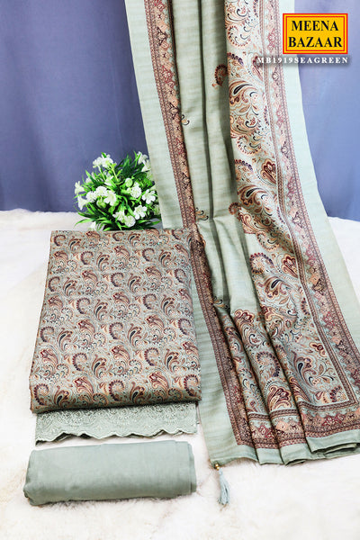 Sage Green Tussar Silk Printed Suit Set