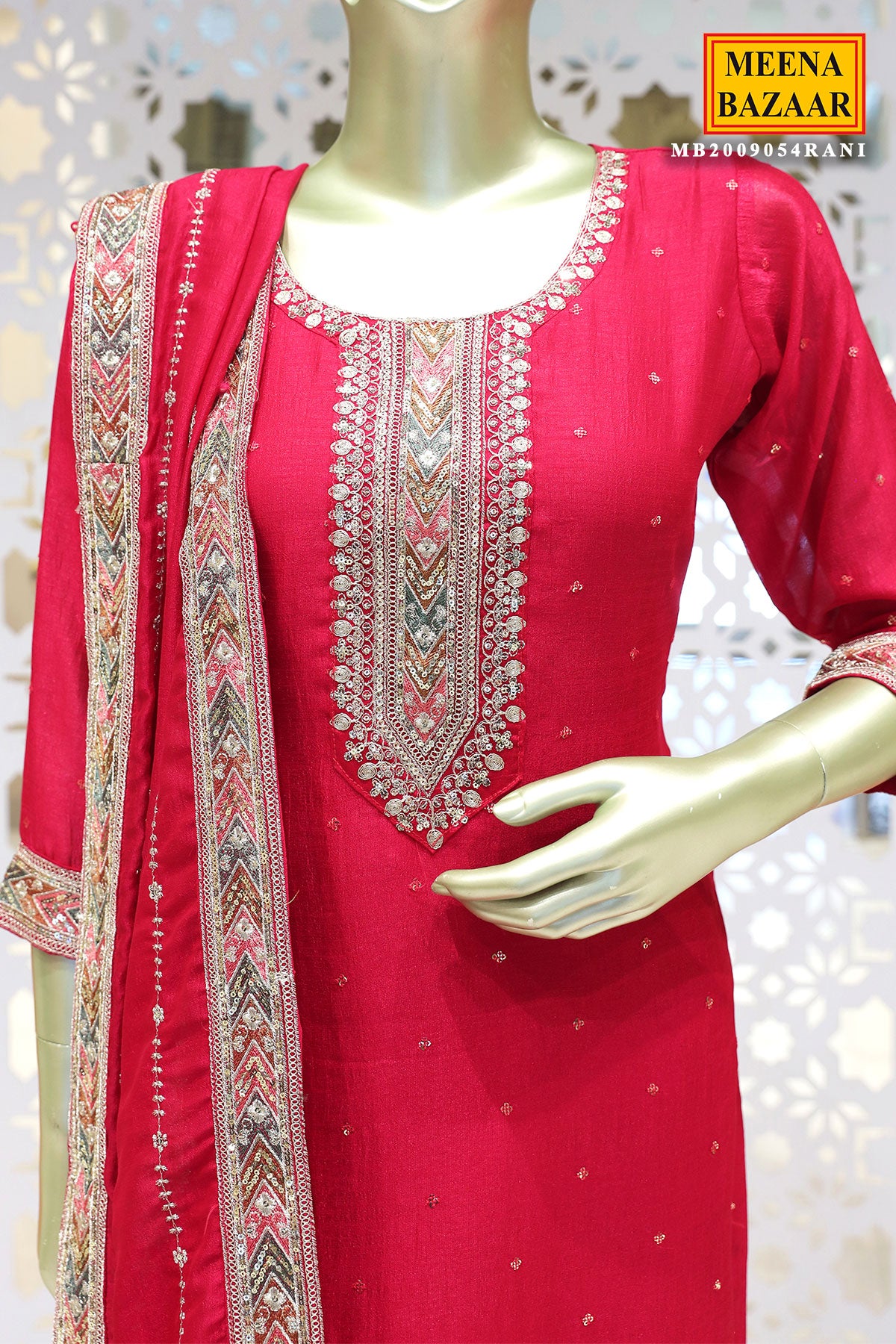 Rani Muslin Neck Embroidered Suit Set