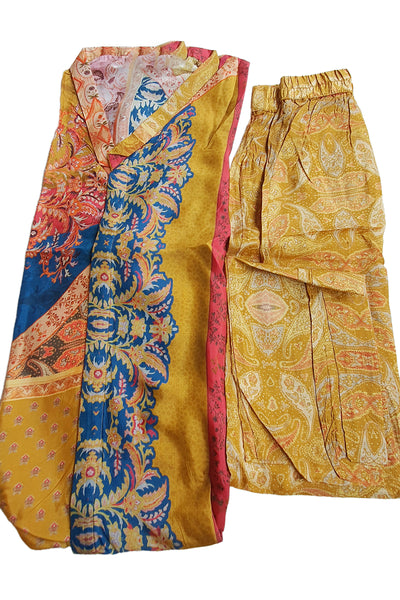 Mustard Digital Printed Muslin Silk Co-Ord Set