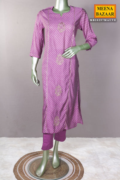 Mauve Muslin Dabka Work Embroidered Kurti Set