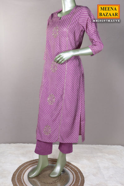 Mauve Muslin Dabka Work Embroidered Kurti Set
