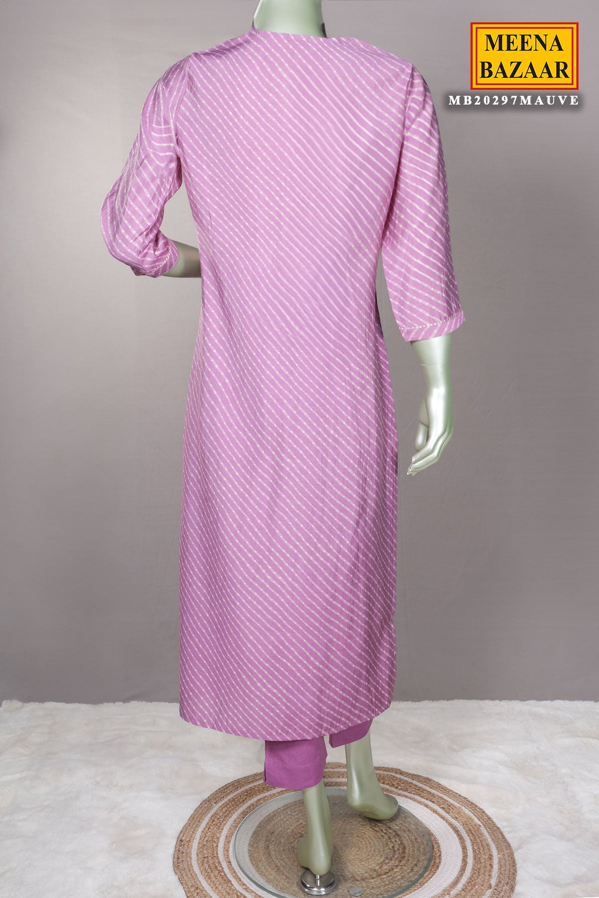 Mauve Muslin Dabka Work Embroidered Kurti Set