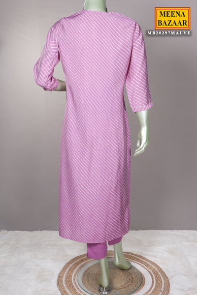 Mauve Muslin Dabka Work Embroidered Kurti Set