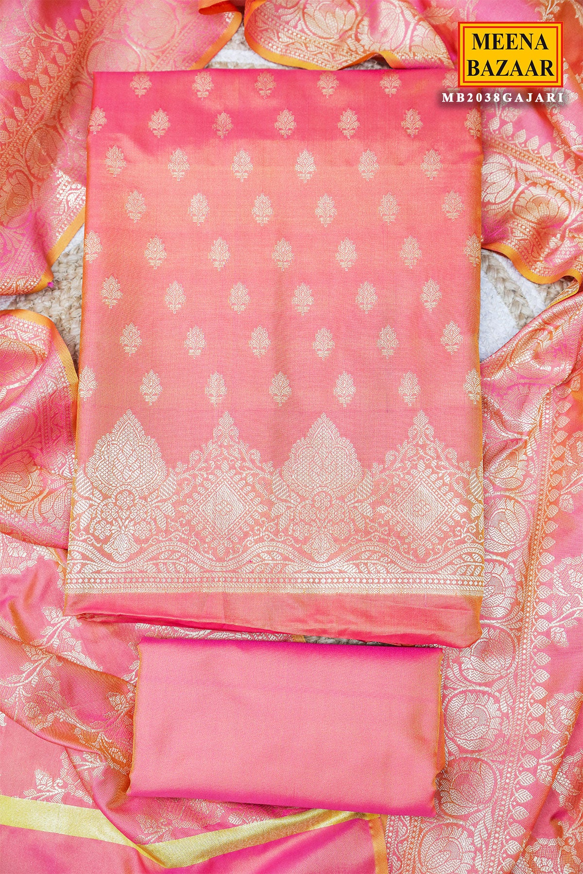 Charming Gajari Chanderi Weaving Unstitched Suit