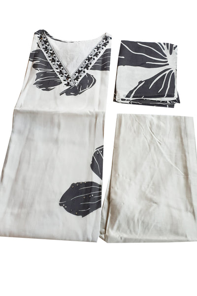 Black & White Organza Printed Kurti Pant Set