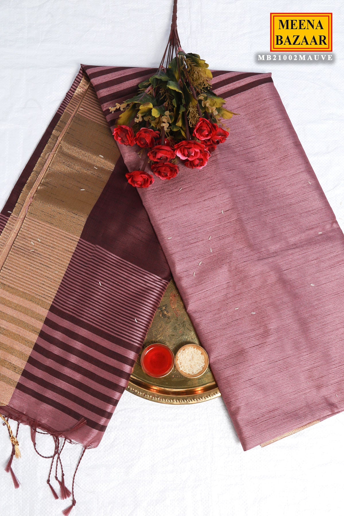 Mauve Blended Silk Woven Saree
