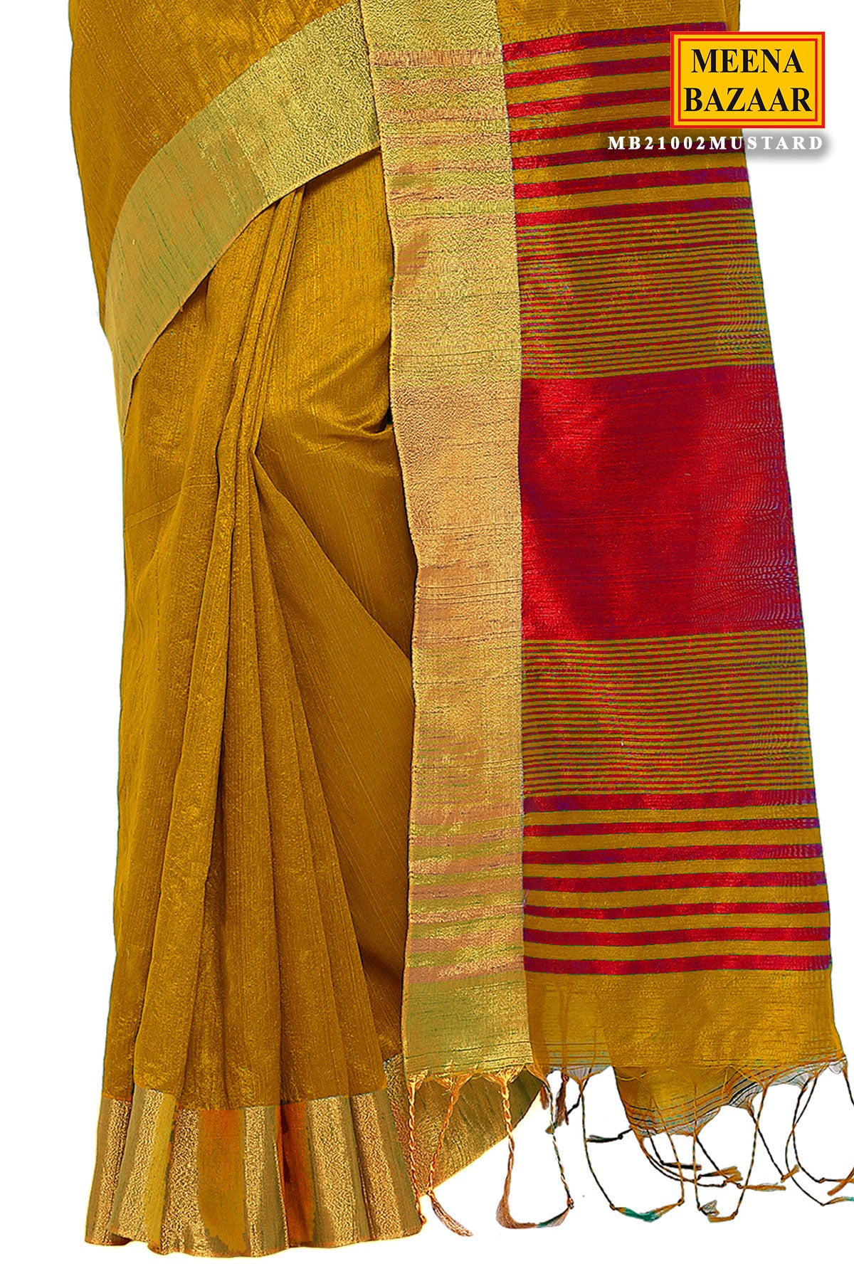 Mustard Blended Silk Woven Saree