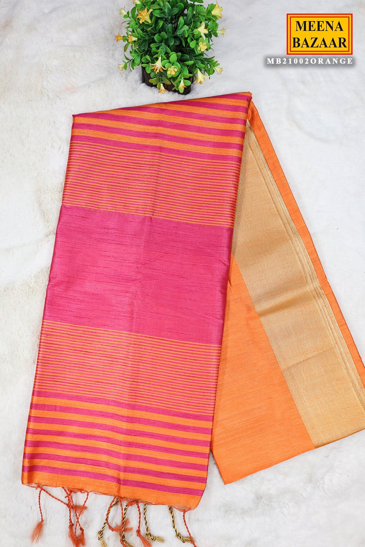 Orange Blended Silk Woven Saree