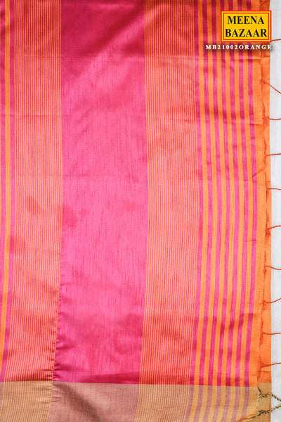 Orange Blended Silk Woven Saree