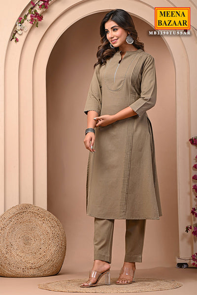 Tussar Cotton Kurta With Pants Set