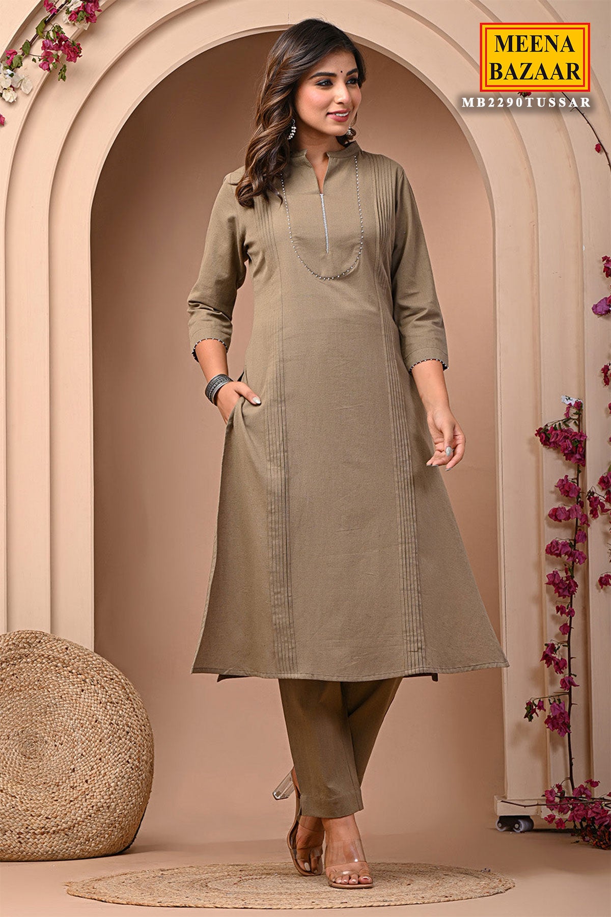 Tussar Cotton Kurta With Pants Set