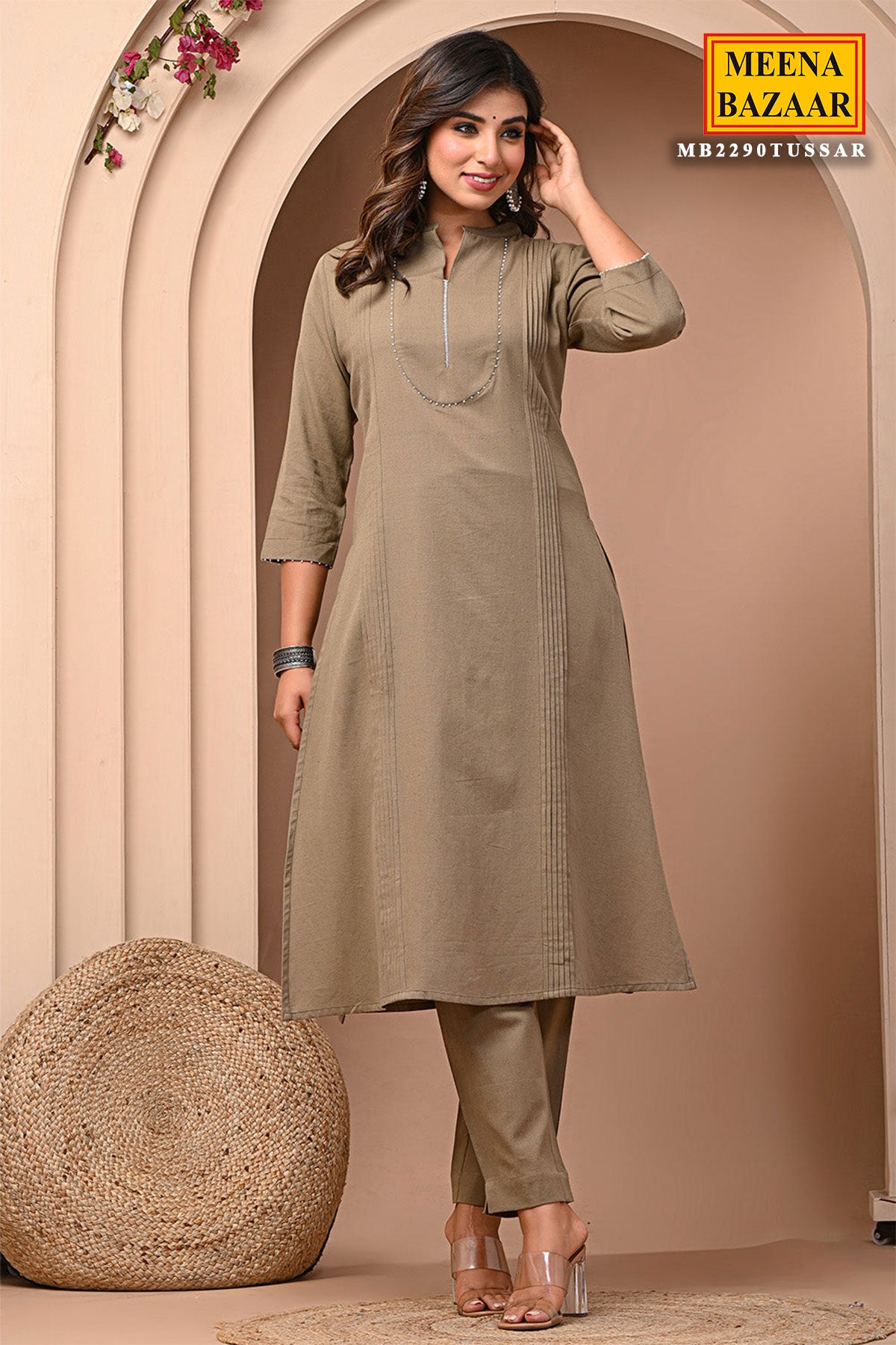 Tussar Cotton Kurta With Pants Set