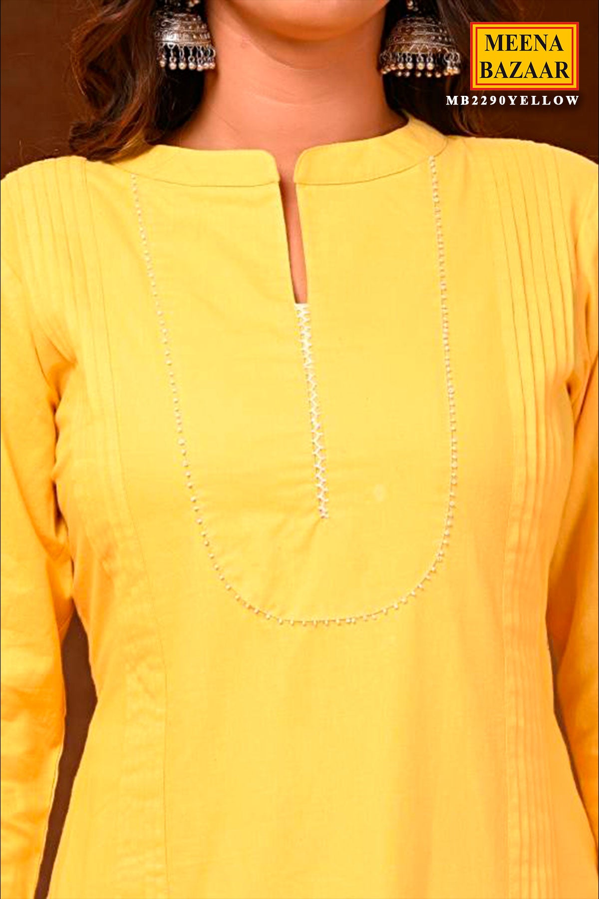 Yellow Cotton Kurta With Pants Set