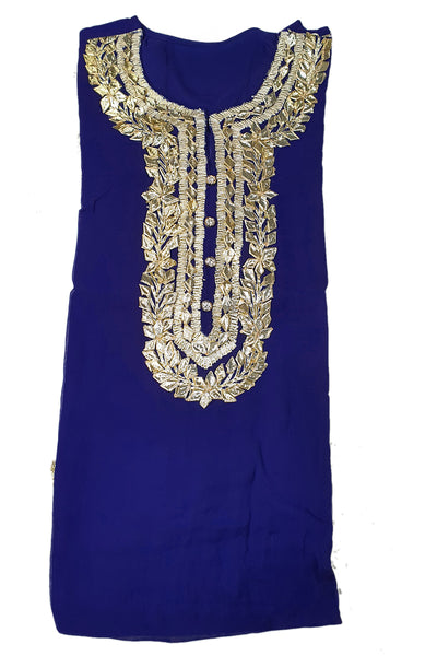 Midnight Blue Gota Work Embroidered Georgette Sharara Set