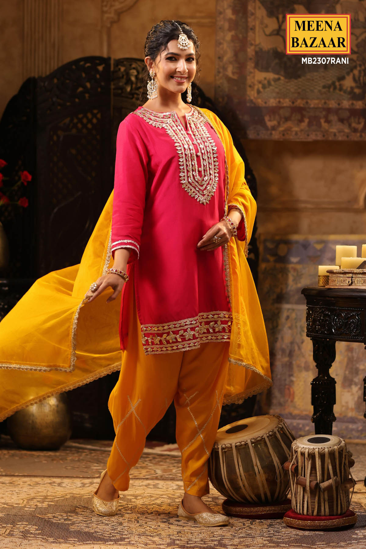 Rani Gota Work Embroidered Silk Suit Set