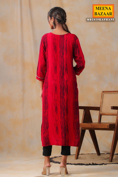 Rani Rayon Printed Kurti with Thread and Sequins Embroidery