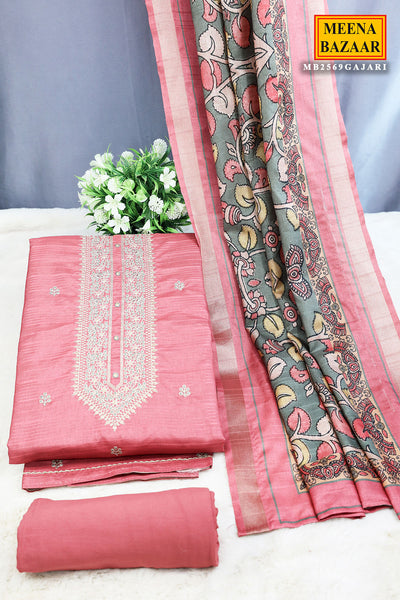 Gajari Silk Sequins and Zari Embroidered Suit Set with Printed Dupatta