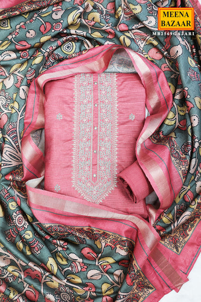 Gajari Silk Sequins and Zari Embroidered Suit Set with Printed Dupatta