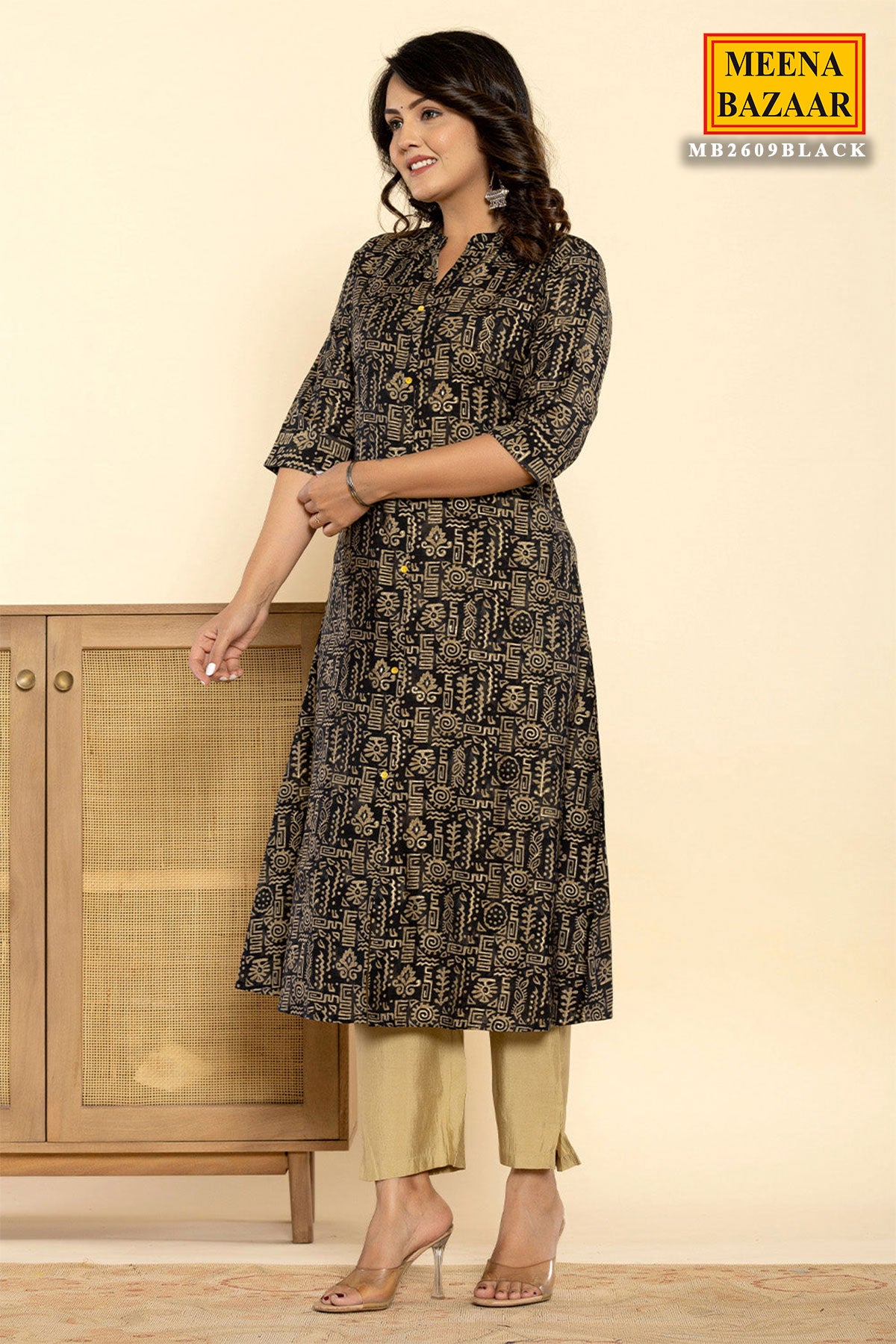 Black Muslin Printed Kurti