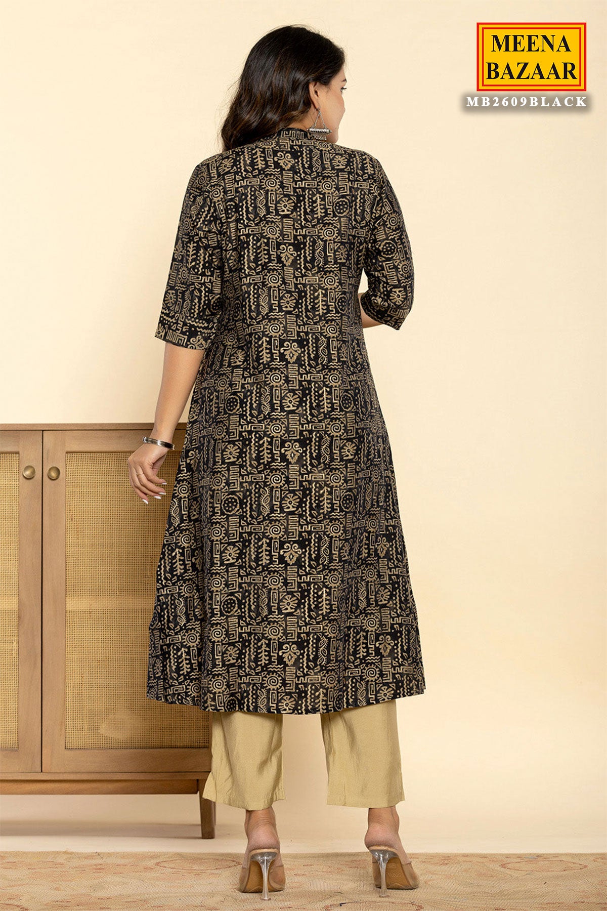 Black Muslin Printed Kurti