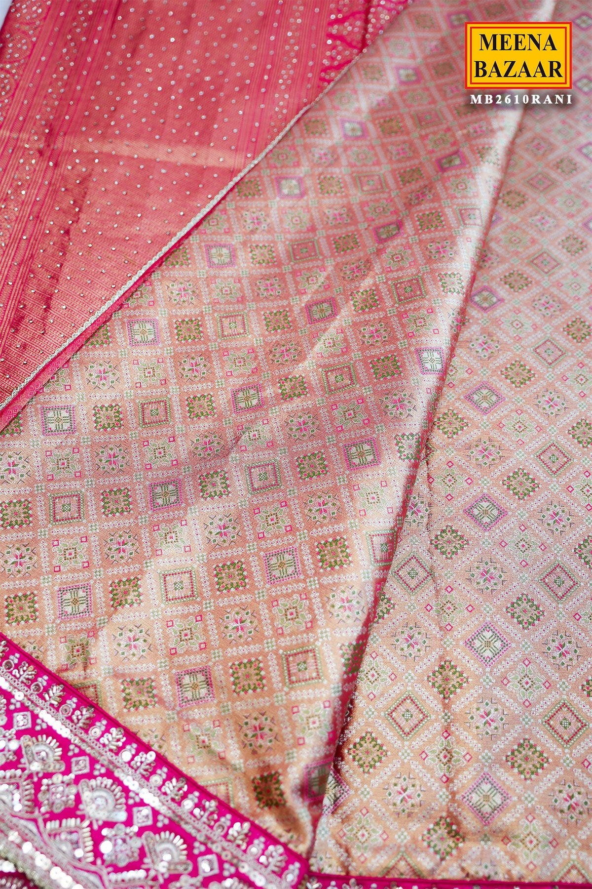 Rani Brocade Embroidered Saree Traditional Festive Wear