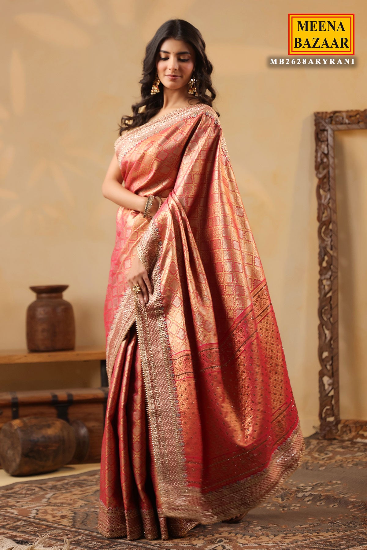 Rani Silk Embroidered Saree Festive Designer Wear