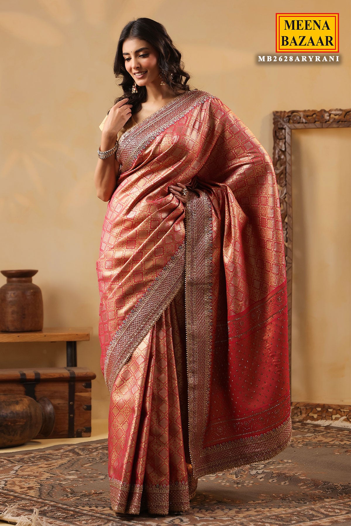 Rani Silk Embroidered Saree Festive Designer Wear