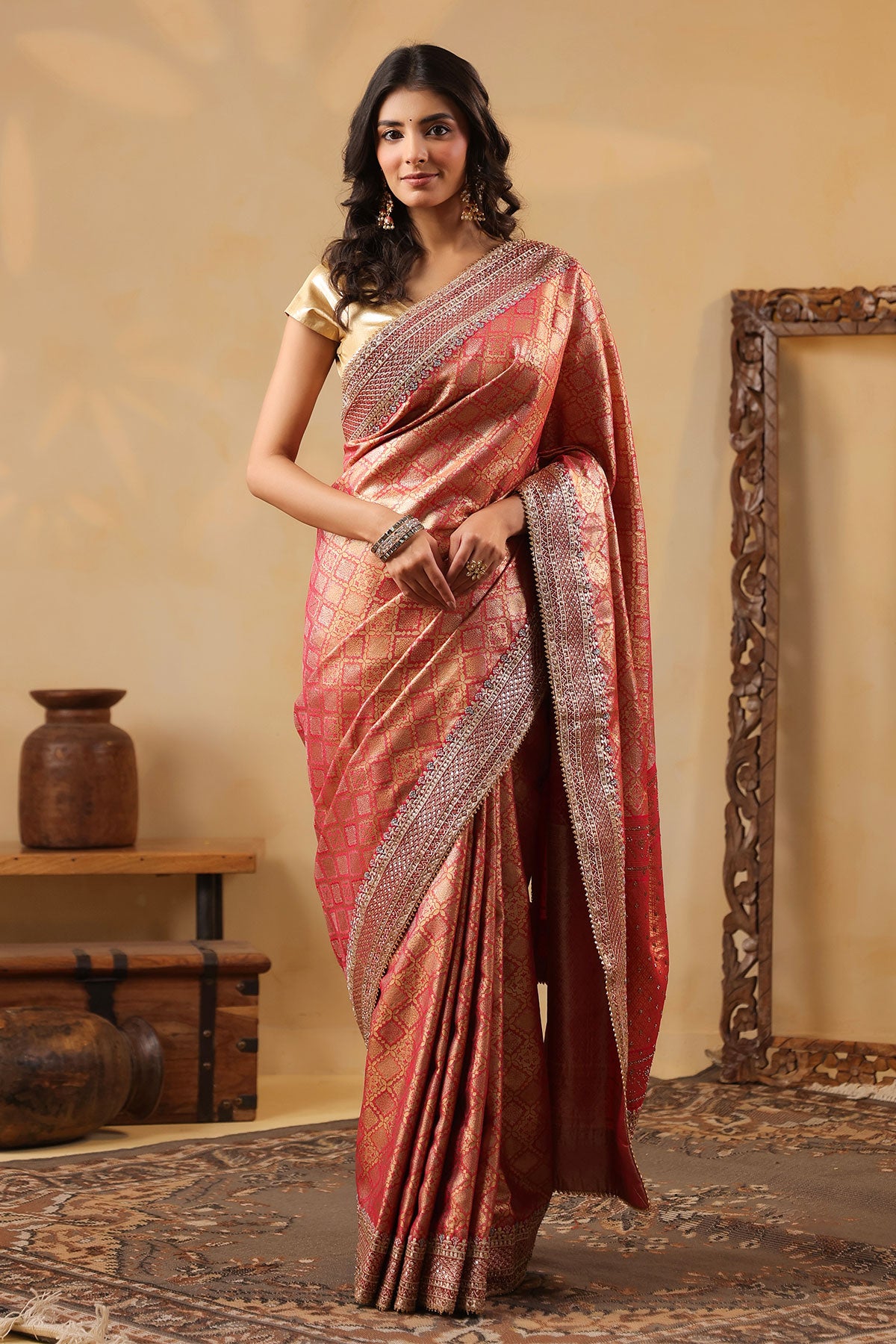 Rani Silk Embroidered Saree Festive Designer Wear