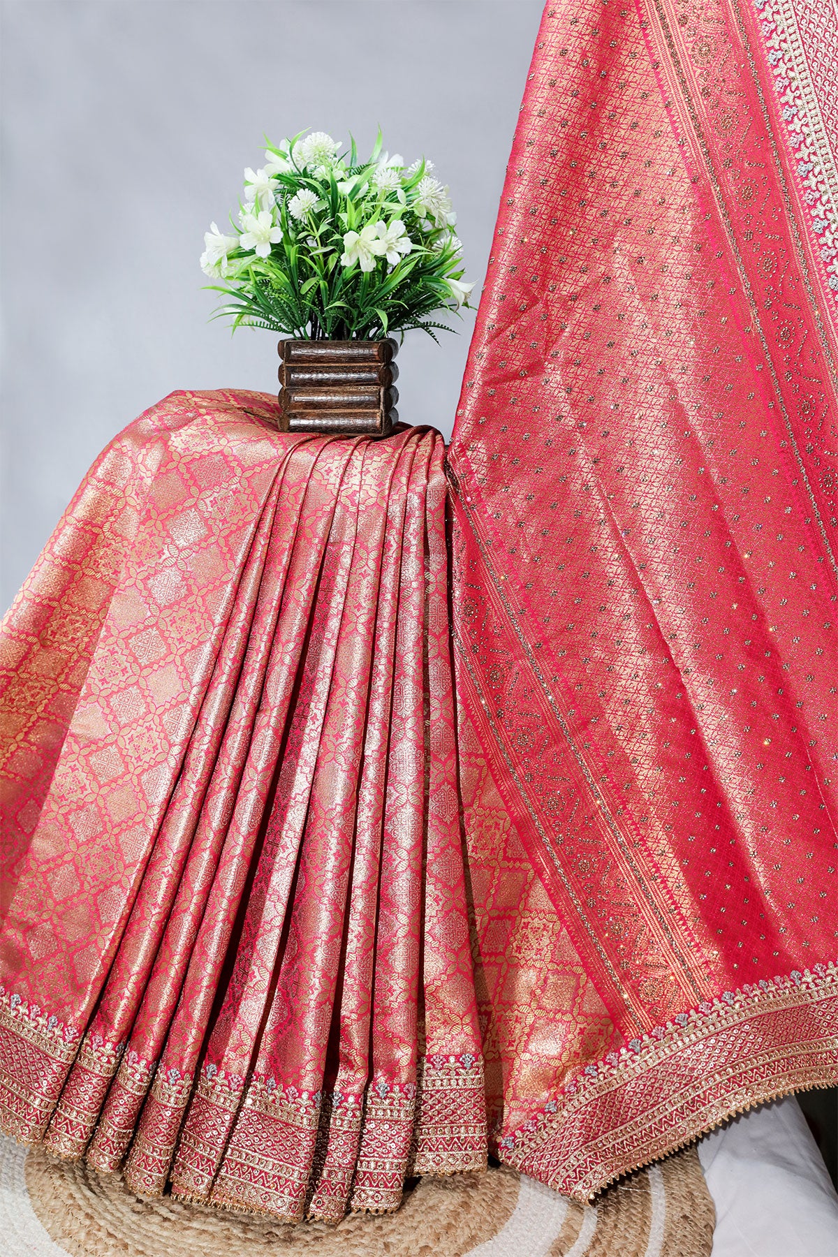 Rani Silk Embroidered Saree Festive Designer Wear