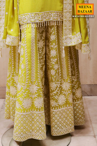 Light Green Georgette Sequin Pearl, Thread Embroidered Suit Set