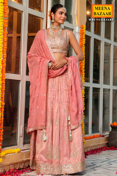 Light Pink Silk Sequin Embroidered Lehenga