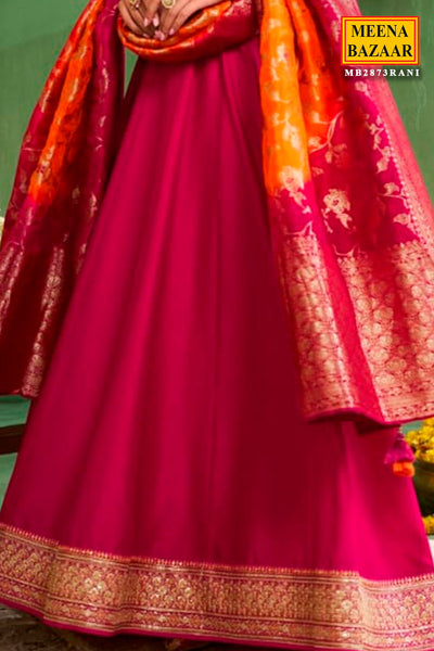 Rani Silk Anarkali Neck Embroidered Gown