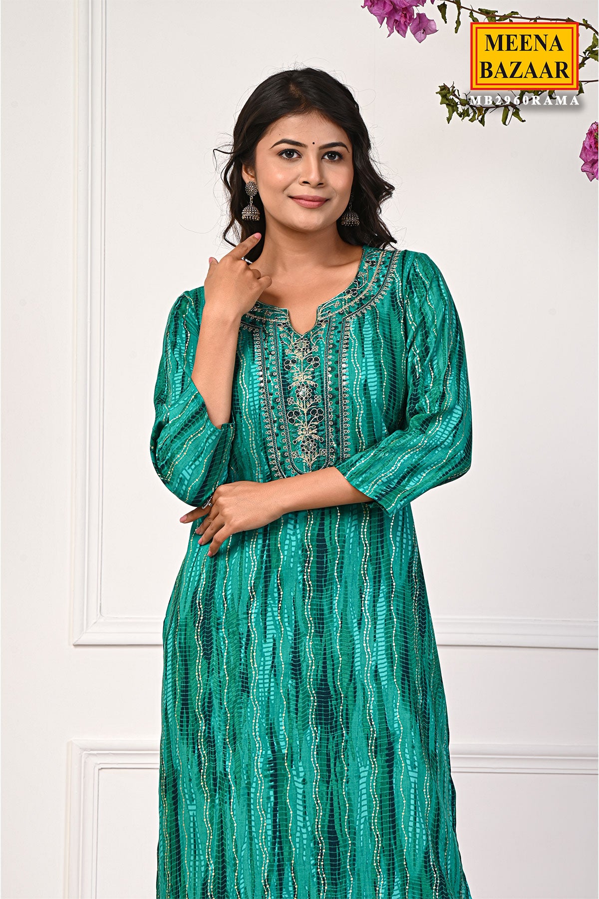 Rama Muslin Kurti with Embroidered Neck