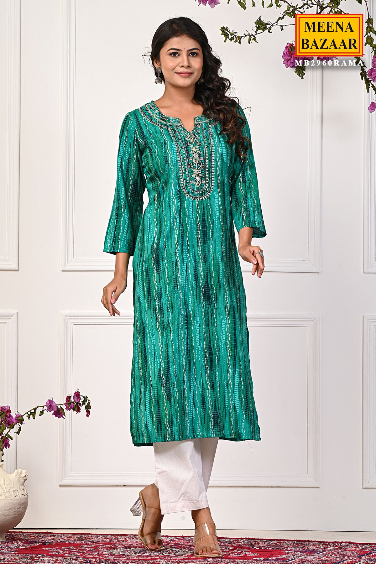 Rama Muslin Kurti with Embroidered Neck