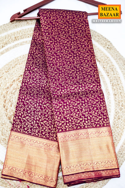 Elegant Maroon Pure Silk Saree – Timeless Grace in Every Drape