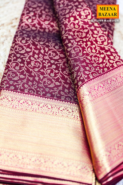 Elegant Maroon Pure Silk Saree – Timeless Grace in Every Drape