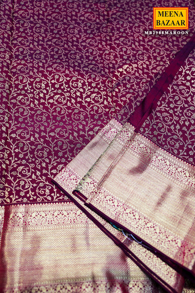 Elegant Maroon Pure Silk Saree – Timeless Grace in Every Drape
