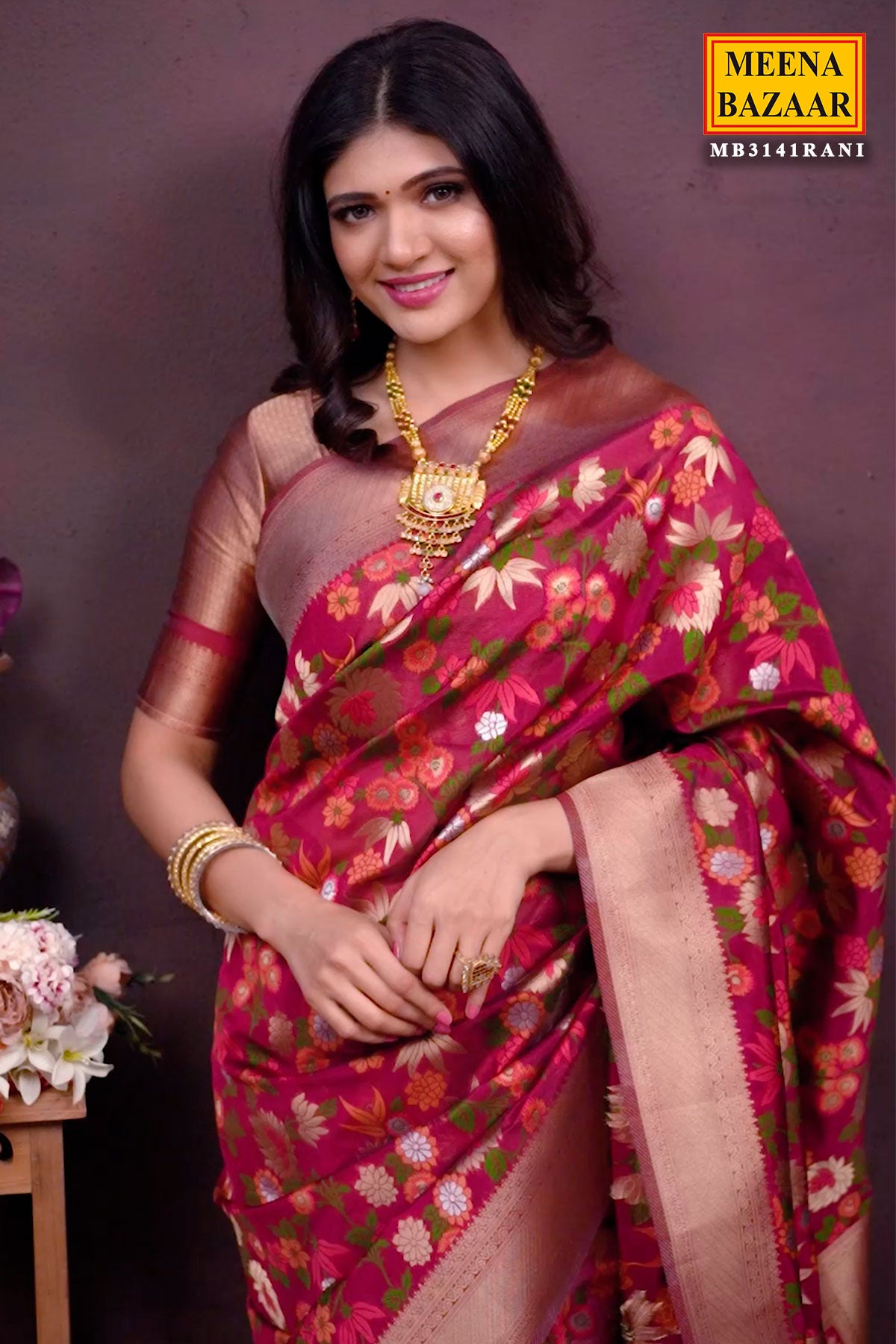 Rani Silk Zari Weaving Saree