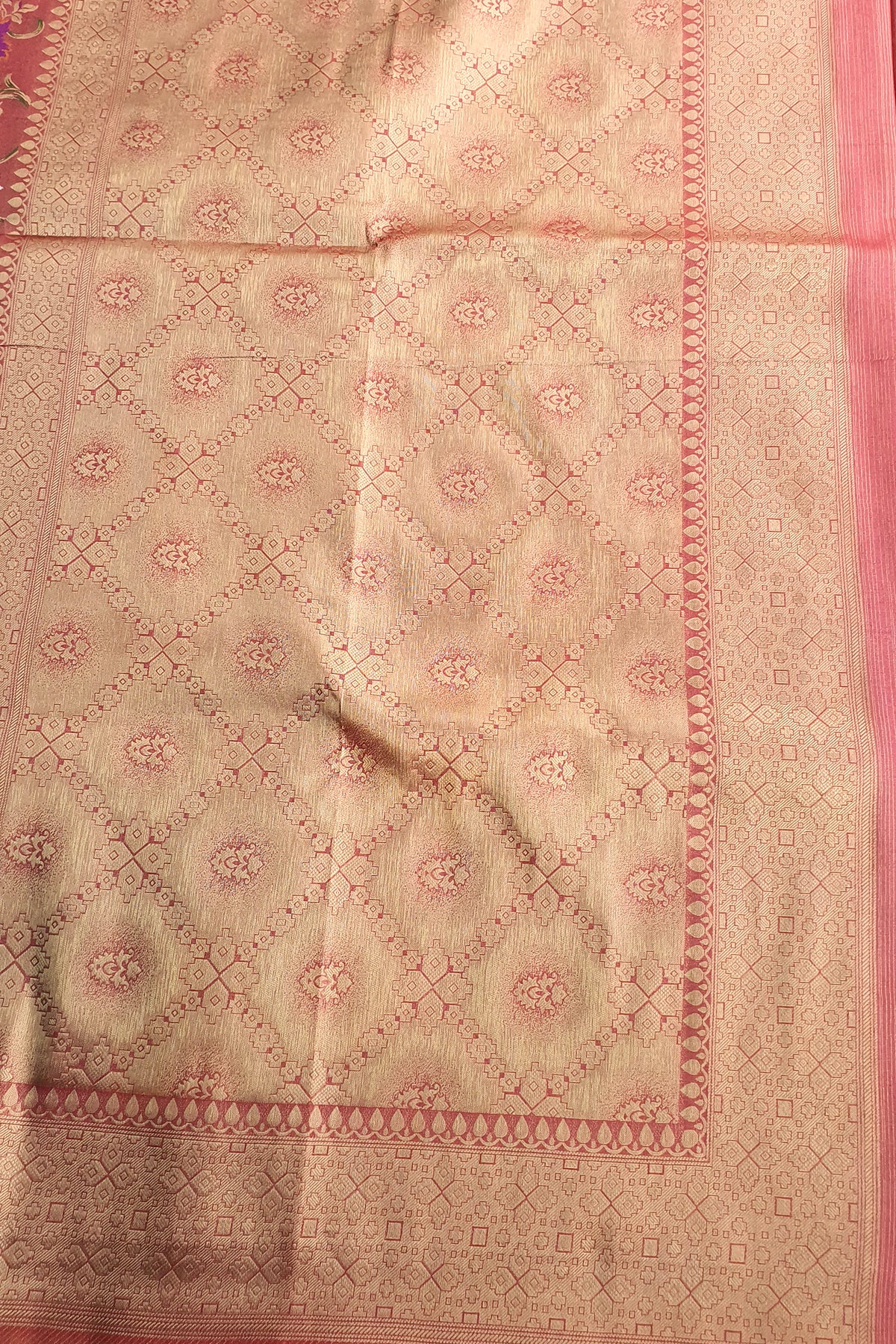 Rust Blended Silk Zari Weaving Saree