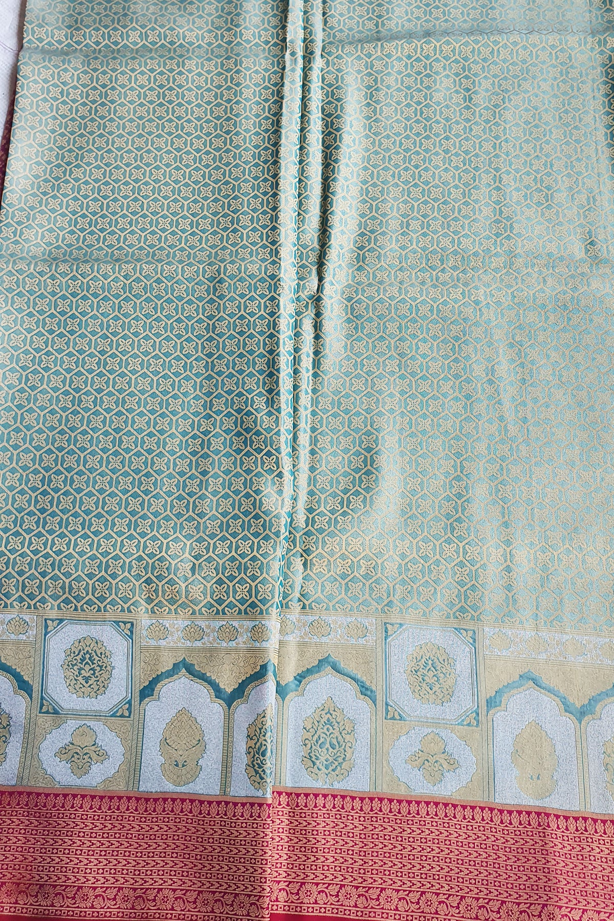 Sea Green Blended Silk Zari Weaving Saree