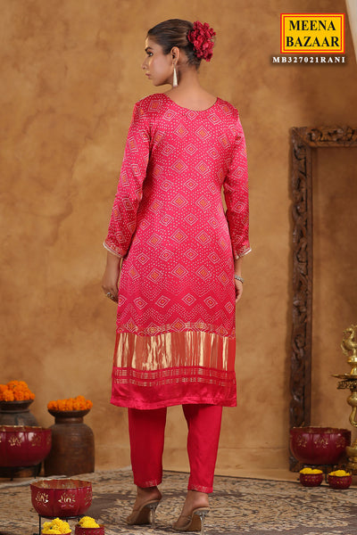 Rani Bandhani Printed Gota Zari Embroidered Crepe Suit Set