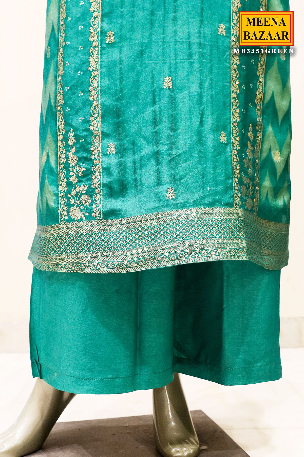 Green Silk Sequin Zari Embroidered Suit Set