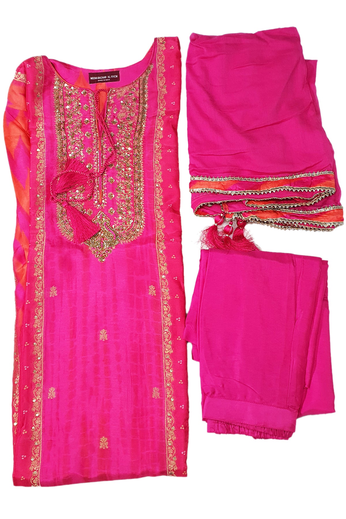 Pink Silk Sequin Zari Embroidered Suit Set