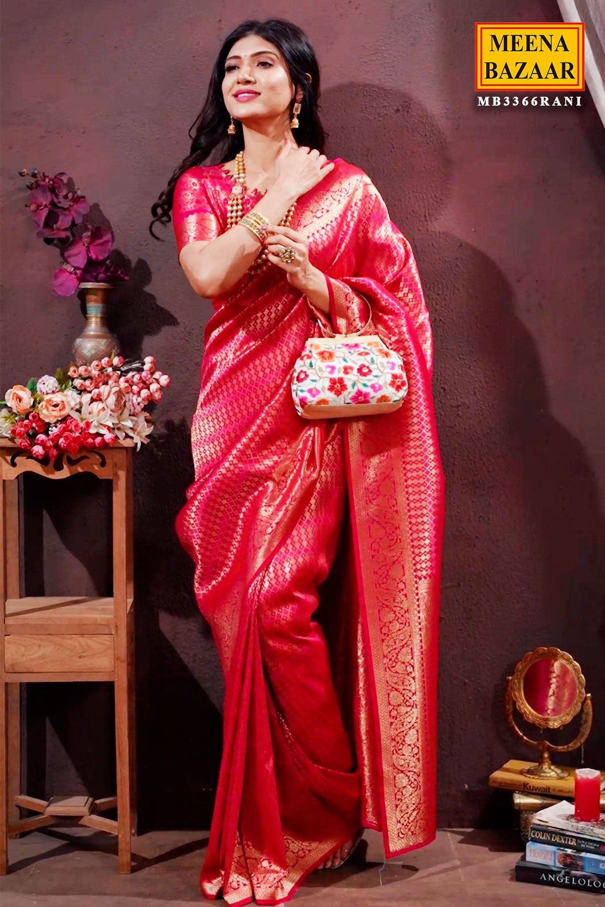 Rani Blended Silk Zari Weaving Saree