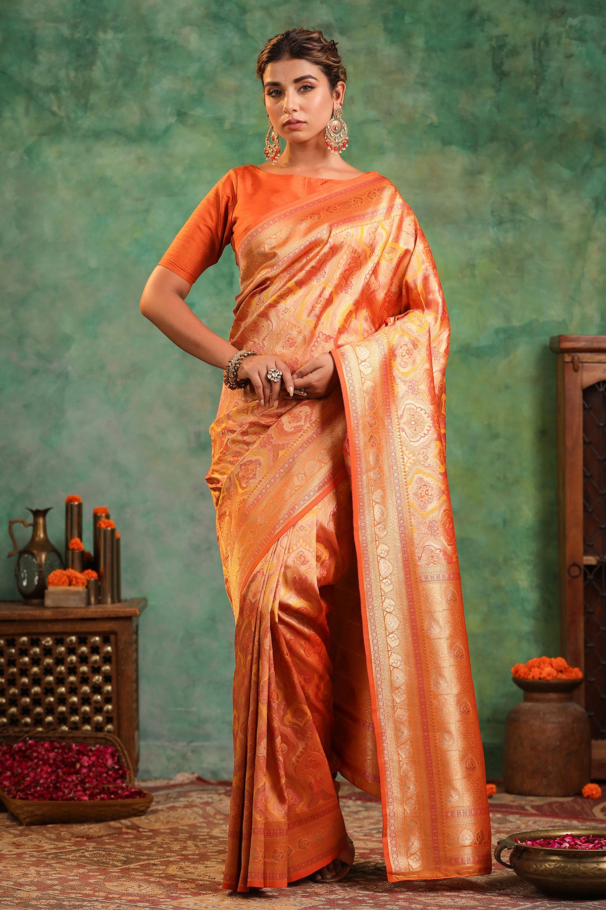 Mustard Silk Zari Woven Saree