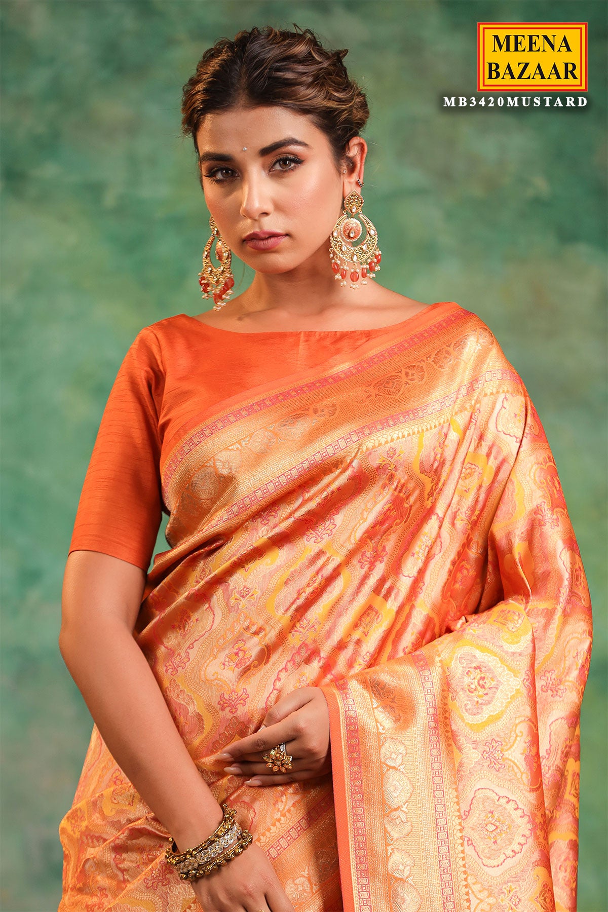 Mustard Silk Zari Woven Saree